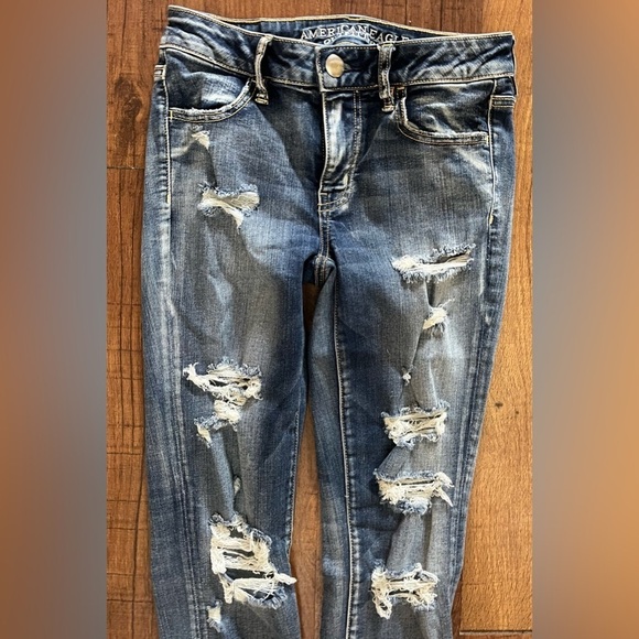 American Eagle AE Outfitters super stretch jegging crop denim jeans SZ 4 regular - Picture 2 of 8